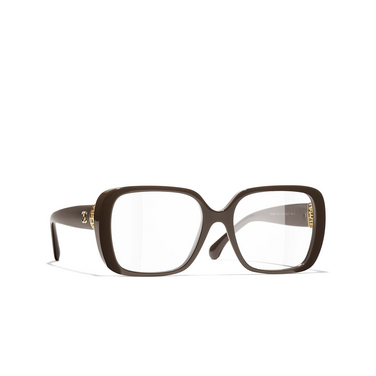 CHANEL square Eyeglasses 1460 dark taupe - three-quarters view