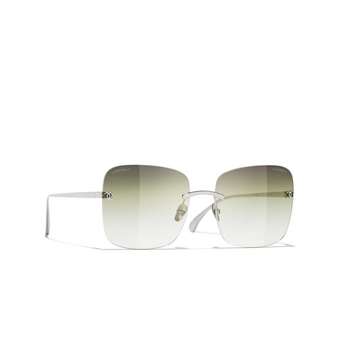 Gafas de sol cuadradas CHANEL C124E1 silver - Vista tres cuartos