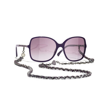 Gafas de sol cuadradas CHANEL 17588H purple - Vista tres cuartos
