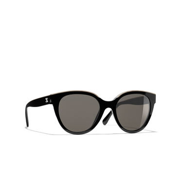 Gafas de sol cuadradas CHANEL C534/3 black & beige - Vista tres cuartos