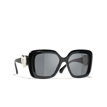 CHANEL square Sunglasses C501T8 black - three-quarters view