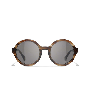 CHANEL round Sunglasses 1757B1 striped brown - front view