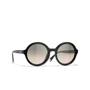 CHANEL round Sunglasses C50132 black - three-quarters view