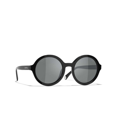 CHANEL round Sunglasses C50148 black - three-quarters view