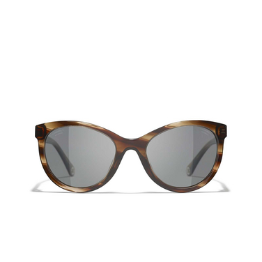 CHANEL pantos Sunglasses 175748 striped brown - front view