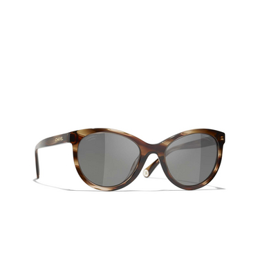 CHANEL pantos Sunglasses 175748 striped brown - three-quarters view