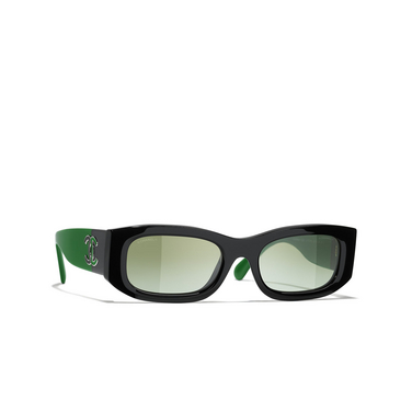 CHANEL rectangle Sunglasses 17728E black - three-quarters view