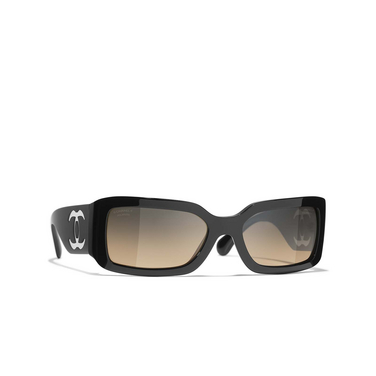 CHANEL rectangle Sunglasses C501W1 black - three-quarters view