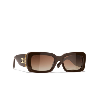 CHANEL rechteckige sonnenbrille 1460S9 dark taupe - Dreiviertelansicht