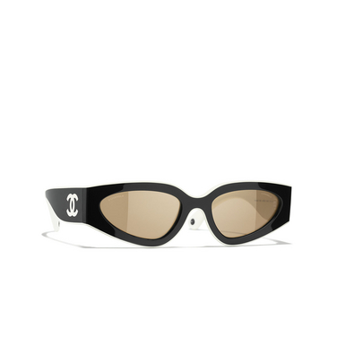 CHANEL Katzenaugenförmige sonnenbrille 165653 black & white - Dreiviertelansicht
