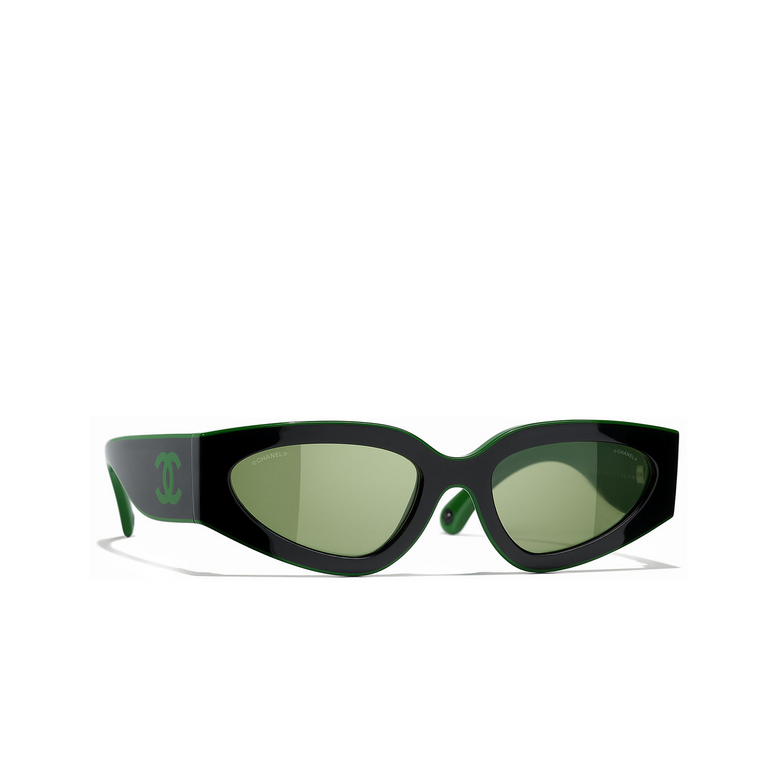 CHANEL Katzenaugenförmige sonnenbrille 17724E black & green
