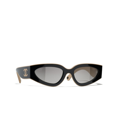 CHANEL Katzenaugenförmige sonnenbrille C534M3 black & beige - Dreiviertelansicht