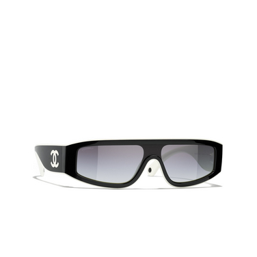 CHANEL shield Sunglasses 1656S6 black & white - three-quarters view