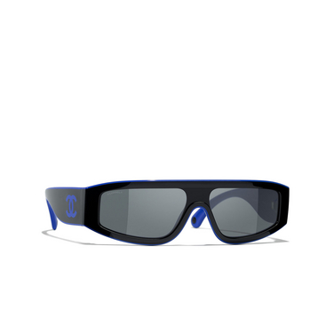 CHANEL shield Sunglasses 1768S4 black & blue - three-quarters view