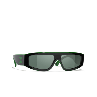 CHANEL shield Sunglasses 17723H black & green - three-quarters view