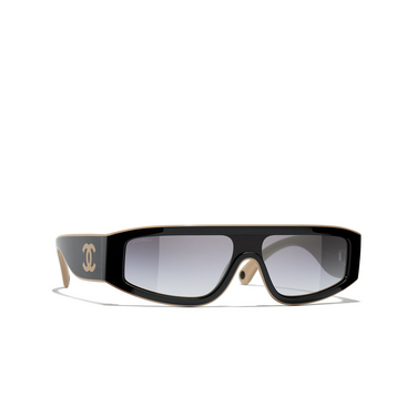 CHANEL shield Sunglasses C534S6 black & beige - three-quarters view