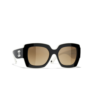 CHANEL square Sunglasses 1656M2 black & white - three-quarters view