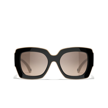 CHANEL square Sunglasses C53443 black & beige - front view