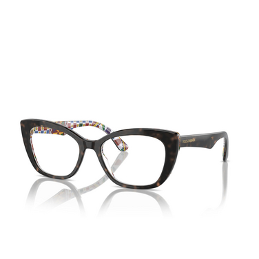 Dolce & Gabbana DG3360 Eyeglasses 3217 havana on white barrow - three-quarters view