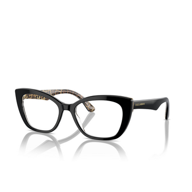 Dolce & Gabbana DG3360 Korrektionsbrillen 3299 black on leo brown - Dreiviertelansicht