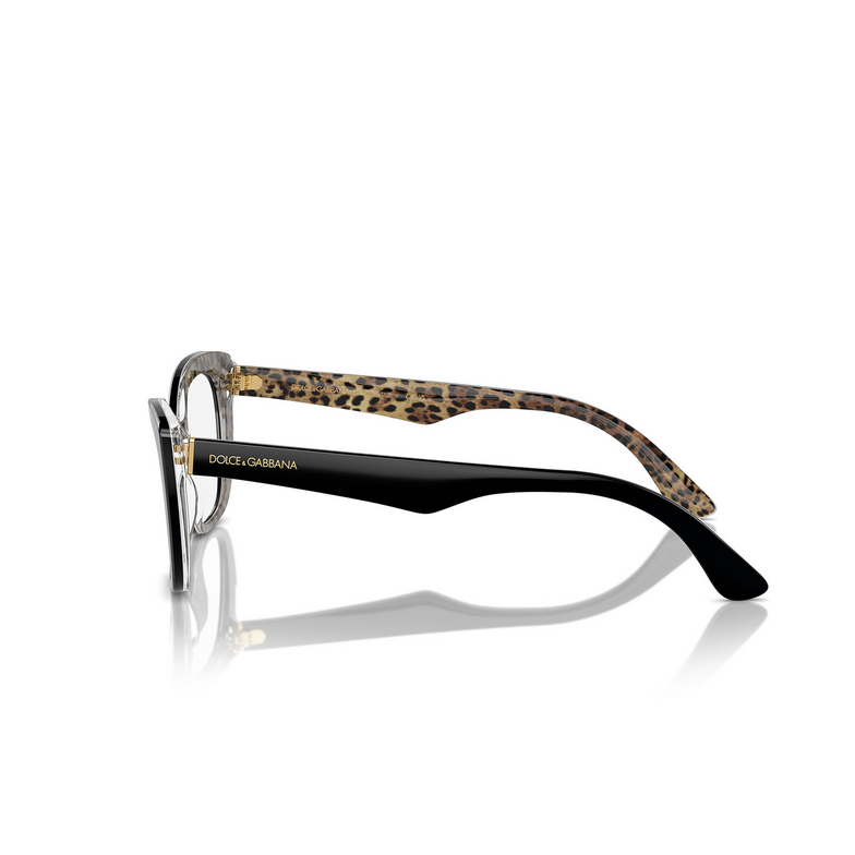 Dolce & Gabbana DG3360 Eyeglasses 3299 black on leo brown - 3/4