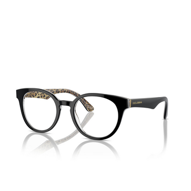 Dolce & Gabbana DG3361 Korrektionsbrillen 3299 black on leo brown - Dreiviertelansicht