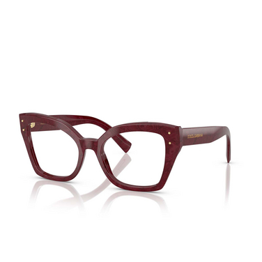 Gafas graduadas Dolce & Gabbana DG3386 3442 bordeaux lace - Vista tres cuartos