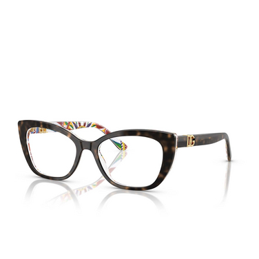 Dolce & Gabbana DG3398 Eyeglasses 3217 havana on white barrow - three-quarters view