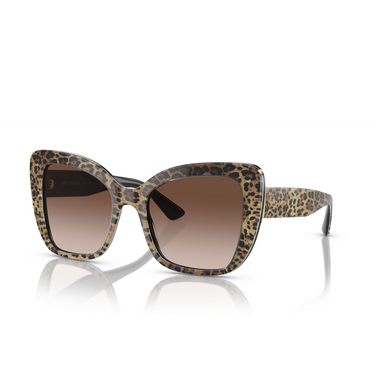 Dolce & Gabbana DG4348 Sunglasses 316313 leo brown on black - three-quarters view