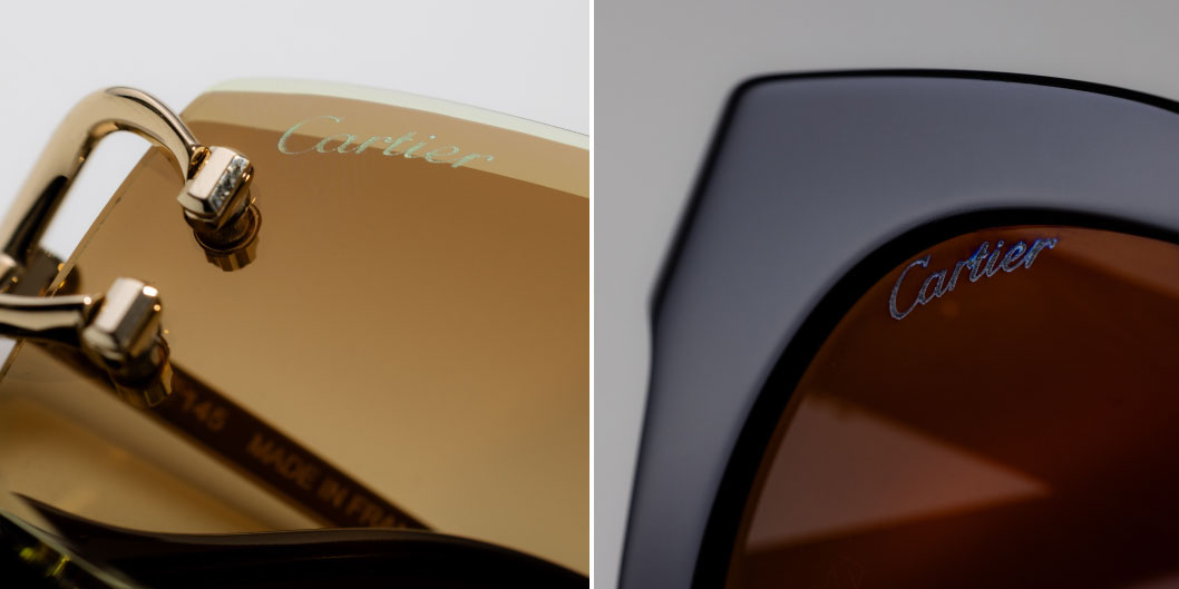 Original Cartier sunglasses will have the brand’s logo engraved on the lenses