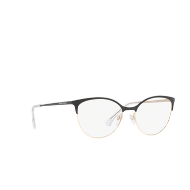 Emporio Armani EA1087 Eyeglasses 3014 shiny black & pale gold - three-quarters view