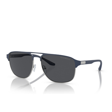 Emporio Armani EA2144 Sunglasses 336887 matte silver / bluette - three-quarters view