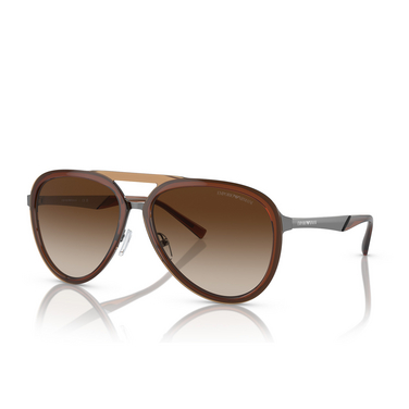 Emporio Armani EA2145 Sunglasses 336013 shiny transparent brown - three-quarters view