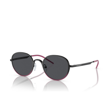 Emporio Armani EA2151 Sunglasses 337487 shiny black / fuchsia dark grey - three-quarters view