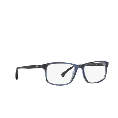 Emporio Armani EA3098 Eyeglasses 5549 matte striped blue - three-quarters view