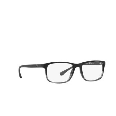 Emporio Armani EA3098 Eyeglasses 5566 matte black & striped grey - three-quarters view