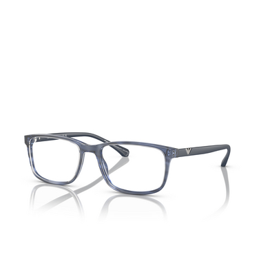 Emporio Armani EA3098 Eyeglasses 6054 shiny striped blue - three-quarters view