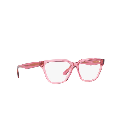 Emporio Armani EA3208 Eyeglasses 5544 shiny transparent pink - three-quarters view