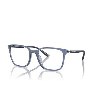 Emporio Armani EA3242U Eyeglasses 6108 shiny transparent blue - three-quarters view
