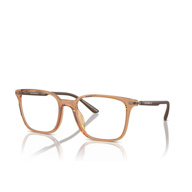Emporio Armani EA3242U Eyeglasses 6110 shiny transparent brown - three-quarters view