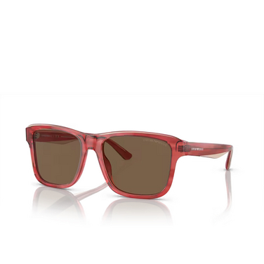 Emporio Armani EA4208 Sunglasses 605373 shiny bordeaux / top smoke - three-quarters view