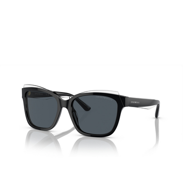 Emporio Armani EA4209 Sunglasses 605187 shiny black / top crystal - three-quarters view