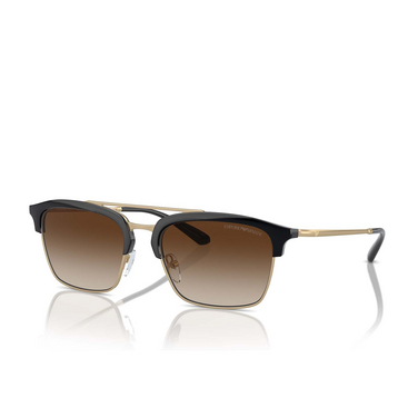 Emporio Armani EA4228 Sunglasses 300213 shiny black / matte pale gold - three-quarters view