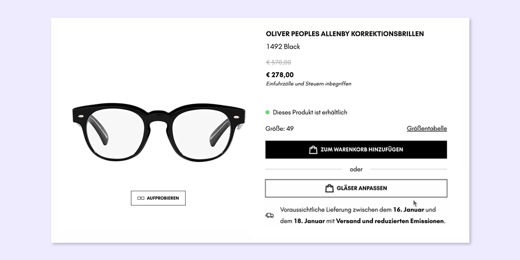 Wählen Sie die Art des Gestells Ihrer Online-Korrektionsbrille