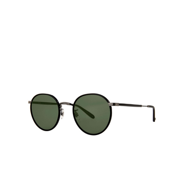 Garrett Leight WILSON Sunglasses BK-PW/SFPG15 black-pewter/semi-flat pure blue smoke - three-quarters view