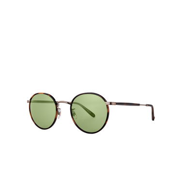 Garrett Leight WILSON Sunglasses SPBRNSH-CO/SFPGN spotted brown shell-copper/semi-flat pure green - three-quarters view