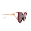 Lunettes de soleil Gucci GG1565S 004 burgundy - Vignette du produit 3/4