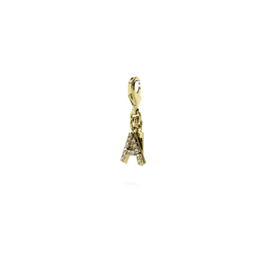 Huma LETTER CHARM E02-4 gold & crystal - front view