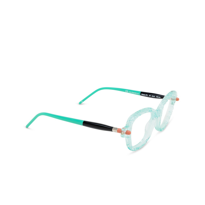 Kuboraum P5 Eyeglasses WT PK water handcraft finishing + black shine + tiffany blue - 2/4