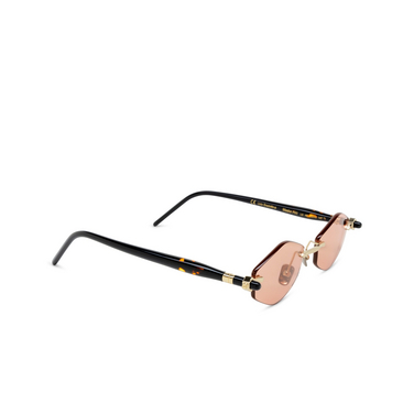 Kuboraum P60 Sunglasses LG HB light gold + havana + black shine - three-quarters view